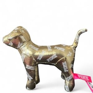 Victoria’s Secret PINK Gold Plush Dog with “Pink” All-over Print ✨🤍